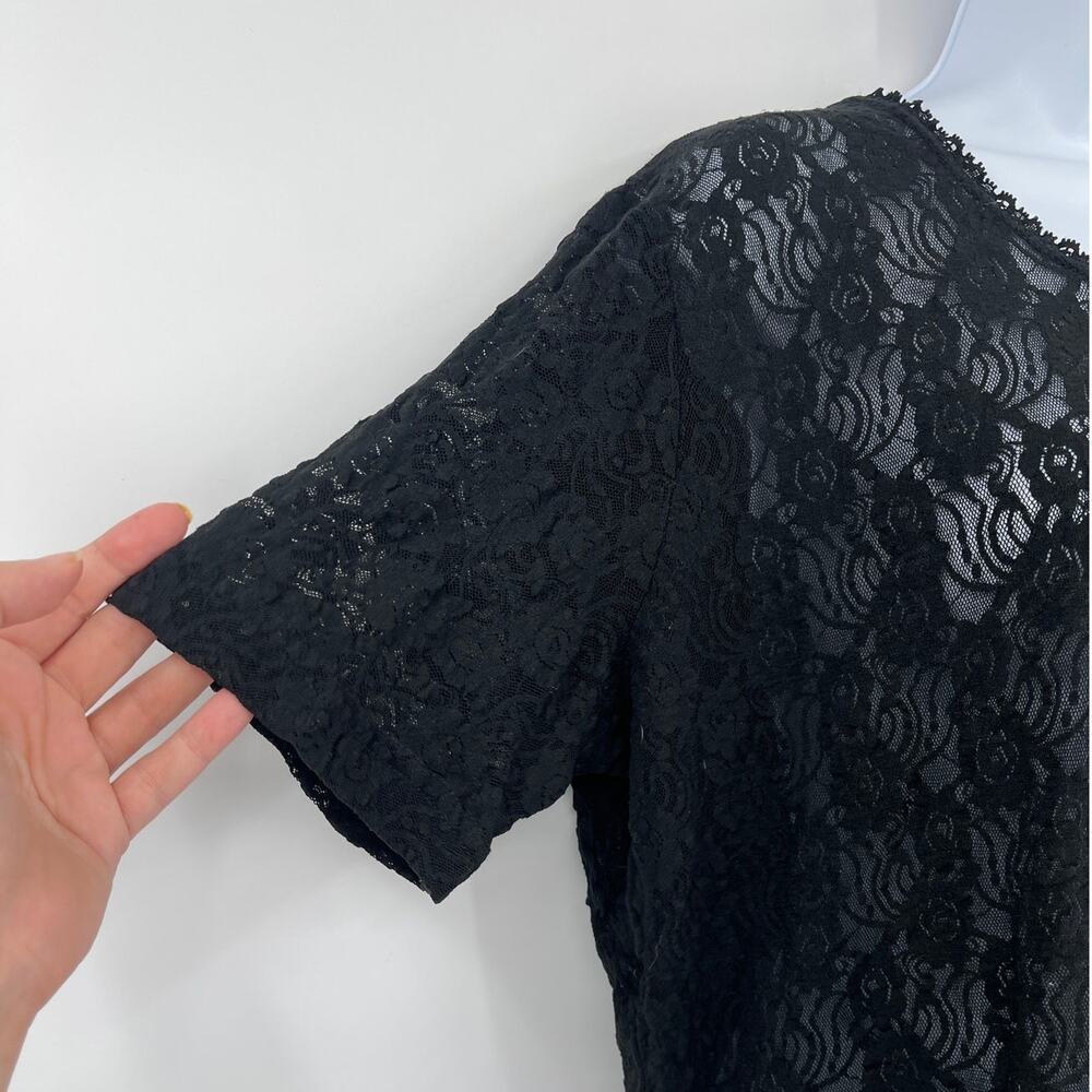 Sheer Black Lace Dark Romantic Womens Top Sz XL WhimsGoth Victorian Coquette - Picture 4 of 8